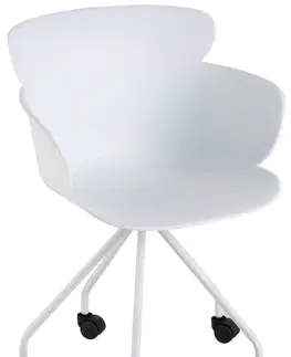 Jídelní stoly Plastová bílá židle na kolečkách Eva - 56*53*81 cm J-Line by Jolipa 1007