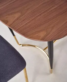 Jídelní stoly HALMAR Jídelní stůl Manchester ořech černá/zlatá