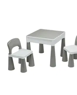 Dekorace do dětských pokojů New Baby Dětská sada stolečku a židliček 3 ks, šedo-bílá