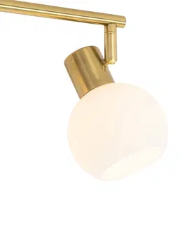 Bodova svetla Stropní bodové svítidlo zlaté s opálovým sklem 4světelné nastavitelné - Anouk