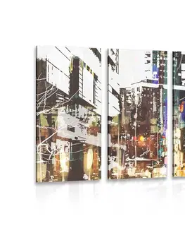 Obrazy města 5-dílný obraz abstraktní panoráma města