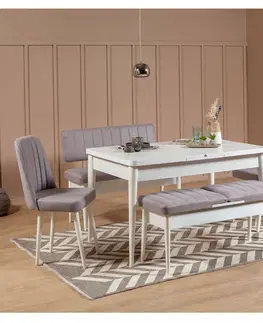 Kuchyňské a jídelní židle Jídelní lavice VINA bílá stříbrná