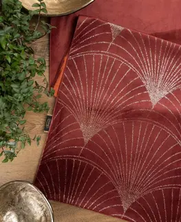Dekorační ubrusy Sametový středový ubrus s lesklým potiskem v cihlové barvě