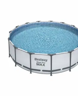 Bazény Bestway Kulatý nadzemní bazén Steel Pro MAX s kartušovou filtrací, schůdky a plachtou