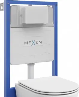 WC sedátka MEXEN/S WC předstěnová instalační sada Fenix Slim s mísou WC Rico + sedátko softclose,  bílá mat 61030724001