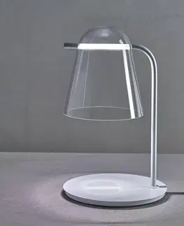 Stolní lampy na noční stolek Prandina Prandina Sino T3 LED stolní lampa čirá/bílá matná