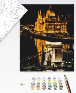 Města Malování podle čísel noční Budapešť