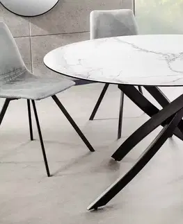 Jídelní stoly LuxD Kulatý jídelní keramický stůl Halia 120 cm bílý - skladem