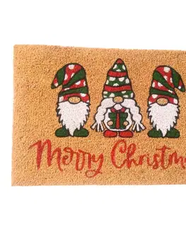 Koberce a koberečky Home Elements Kokosová rohožka Merry Christmas Skřítci, 40 x 60 cm
