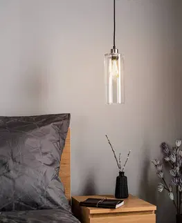 Závěsná světla Solbika Lighting Závěsná lampa Válec z čirého sodového skla Ø 12 cm