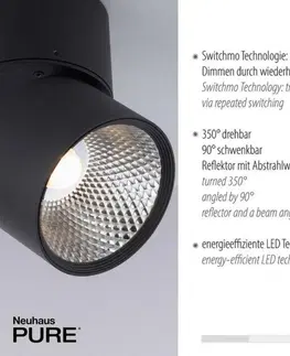 LED bodová svítidla PAUL NEUHAUS LED stropní svítidlo PURE-NOLA černá 2 ramenné otočné stmívatelné krokově stmívatelné 3000K PN 6452-18