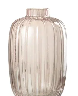 Dekorativní vázy Růžová skleněná váza s úzkým hrdlem Junna M - Ø 16*25 cm J-Line by Jolipa 30367