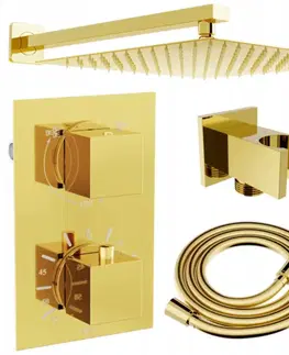 Sprchy a sprchové panely Sprchový set podomítkový MEXEN CUBE DR02 25 cm zlatý
