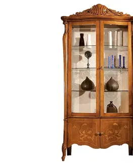 Luxusní a stylové vitríny Estila Barokní luxusní prosklená vitrína Pasiones se skříňkou z masivního dřeva 200cm