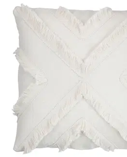 Dekorační polštáře Krémový polštář s třásněmi Fransen white off - 40*14*40cm J-Line by Jolipa 22936