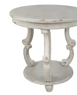 Konferenční stolky Šedý antik dřevěný odkládací stolek Jammy - Ø 66*64 cm Clayre & Eef 5H0675