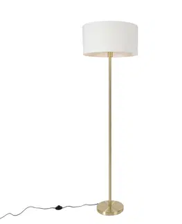 Stojaci lampy Stojací lampa mosaz se stínidlem bílá 50 cm - Simplo