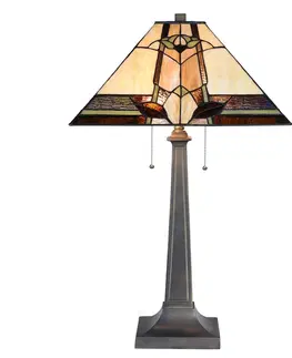 Svítidla Béžovo-hnědá stolní lampa Tiffany Silvia - 45*45*80 cm E27/max 2*60W Clayre & Eef 5LL-6320