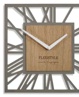 Nástěnné hodiny Dřevěné nástěnné hodiny ve tvaru čtverce v šedé barvě