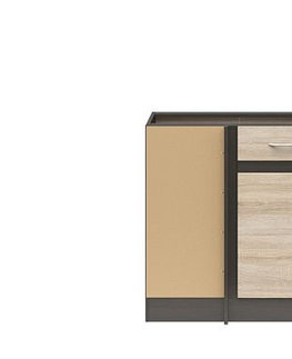 Kuchyňské dolní skříňky JAMISON, skříňka dolní rohová 100 cm bez pracovní desky, levá,dub sonoma