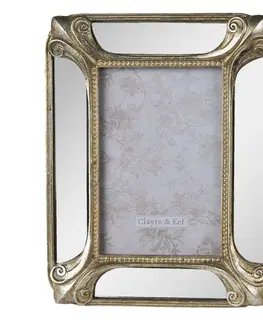Klasické fotorámečky Zlatý antik fotorámeček se zrcadlem - 17*2*22 cm/ 10*15 cm Clayre & Eef 2F0914