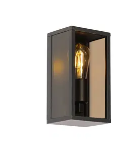 Venkovni nastenne svetlo Venkovní nástěnné svítidlo černé s kouřovým sklem 26 cm IP44 - Charlois