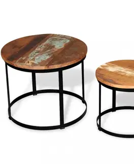 Konferenční stolky Konferenční stolek 2 ks dřevo / kov Dekorhome Recyklované dřevo