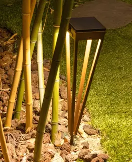 Solární světla Les Jardins LED solární pochodeň Tinka, výška 52 cm, corten