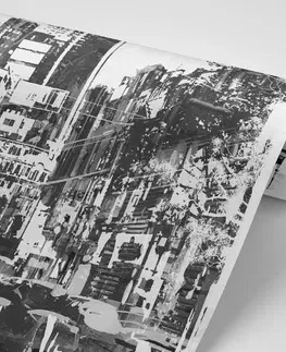 Samolepící tapety Samolepící tapeta černobílá abstraktní panorama města