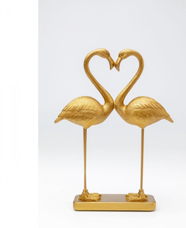 Sošky exotických zvířat KARE Design Soška Plameňáci Láska - zlatá, 39cm