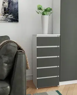 Komody Ak furniture Komoda CL5 se zásuvkami 40 x 92 cm bílo-šedá