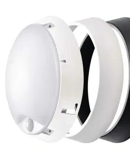 LED nástěnná svítidla EMOS LED přisazené svítidlo s PIR, kruh černá/bílá 14W teplá bílá 1539071240