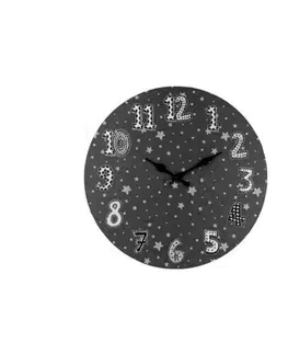 Hodiny Dětské nástěnné hodiny Stars, 33 cm, šedá
