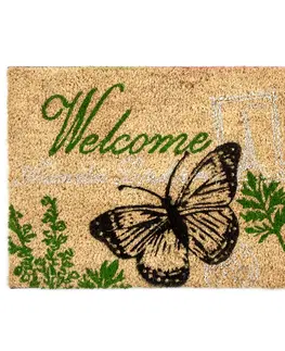 Koberce a koberečky Home Elements Kokosová rohožka Welcome motýl, 40 x 60 cm