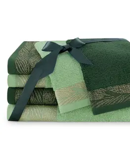 Ručníky AmeliaHome Sada 6 ks ručníků ALLIUM klasický styl zelená