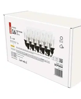 LED řetězy EMOS LED světelný řetěz – 16x párty žárovky čiré, 3,6 m, venkovní i vnitřní, studená bílá DCPW04