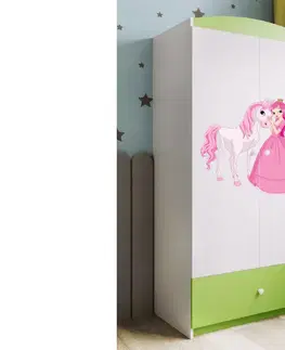 Dětský nábytek Kocot kids Dětská skříň Babydreams 90 cm princezna a poník zelená