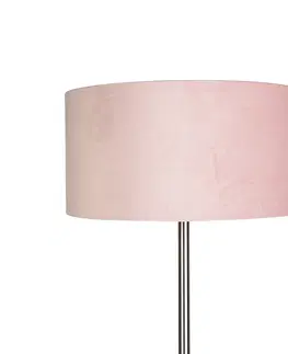 Stojaci lampy Stojací lampa z oceli s růžovým odstínem 50 cm - Simplo