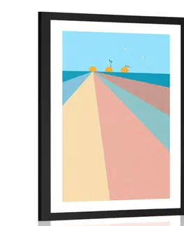 Motivy z naší dílny Plakát s paspartou veselá barevná pláž