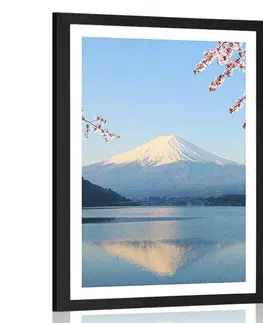 Příroda Plakát s paspartou výhled z jezera na Fuji