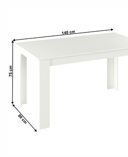 Jídelní stoly Jídelní stůl PITIFOLIA 140x80 cm, bílá