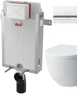 WC sedátka ALCADRAIN Renovmodul předstěnový instalační systém s bílým/ chrom tlačítkem M1720-1 + WC LAUFEN PRO LCC RIMLESS + SEDÁTKO AM115/1000 M1720-1 LP2
