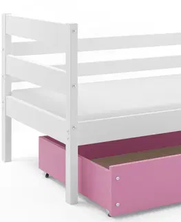 Postele BMS Dětská jednolůžková postel ERYK | bílá Barva: bílá / růžová, Rozměr: 190 x 80 cm