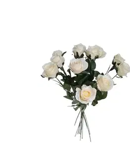 Květiny Umělá kytice Růží bílá, 67 cm, 12 ks