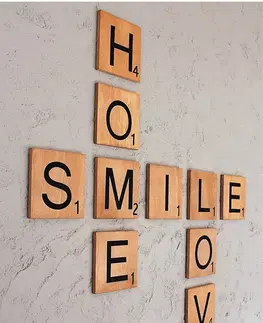 Nástěnné dekorace Dřevěná nástěnná dekorace HOME SMILE LOVE polydřevo 15 cm