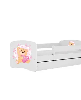 Dětské postýlky Kocot kids Dětská postel Babydreams medvídek s motýlky bílá, varianta 70x140, bez šuplíků, bez matrace