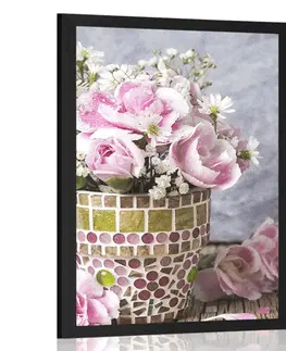 Vázy Plakát růžový karafiát ve vintage nádechu