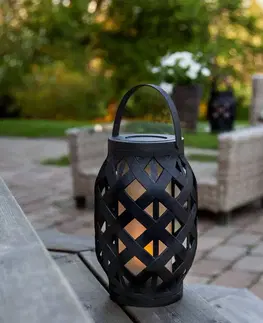 Venkovní dekorativní svítidla STAR TRADING LED lucerna Flame Lantern, černá, výška 23 cm
