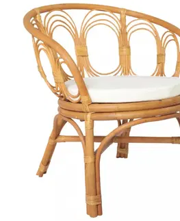 Zahradní židle Jídelní židle přírodní ratan / plátno Dekorhome Hnědá