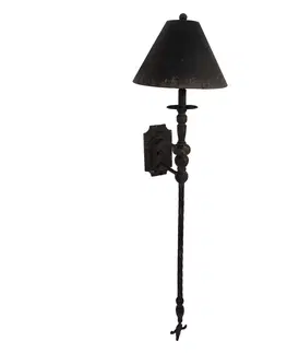Svítidla Černá antik nástěnná lampa Victoria - 31*32*117 cm E27/max 1*60W Clayre & Eef 5LMP669